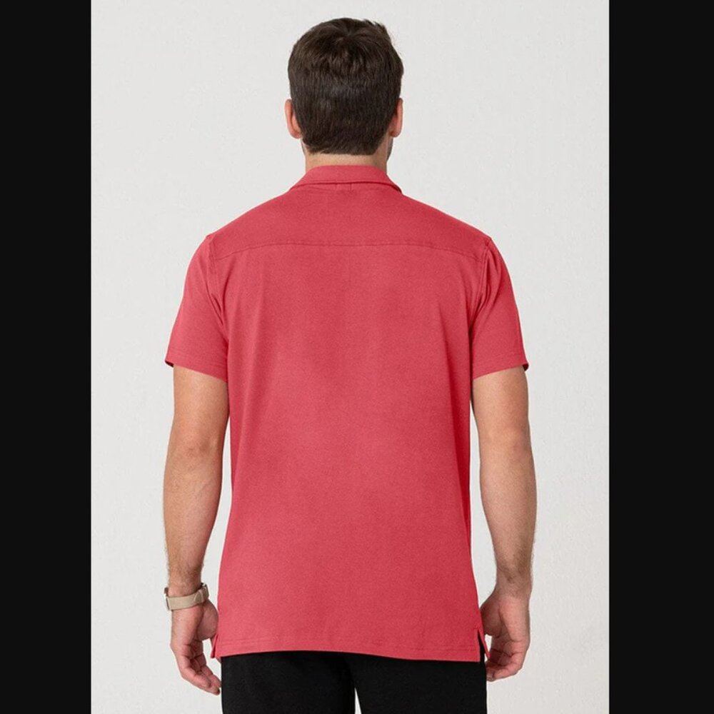 Swet Tailor Polo Shirt Mens Large Red‎ Short Sleeve Cotton Spandex Casual Top - Picture 2 of 8